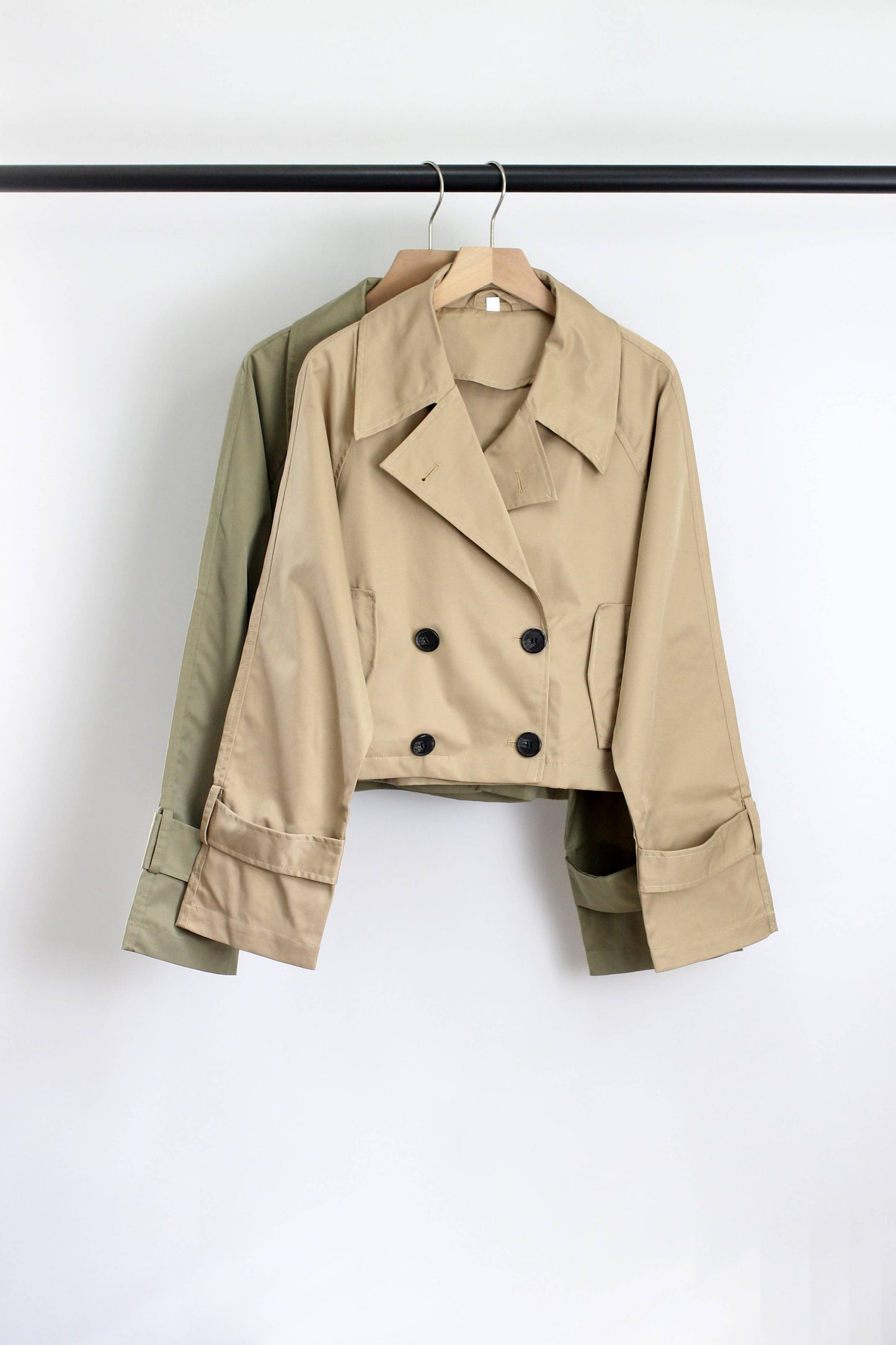 Audrey Cropped Double-Breasted Trench Jacket