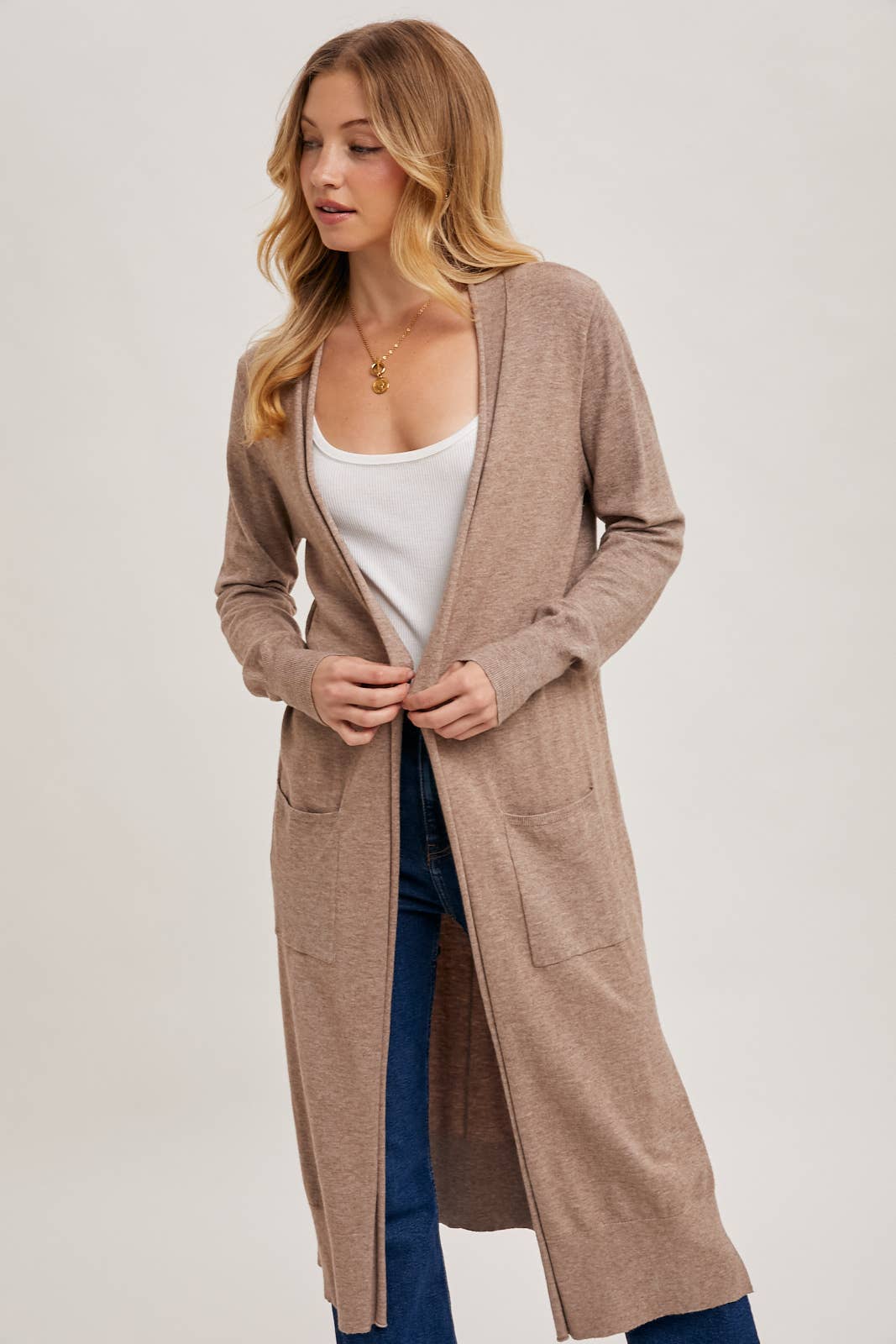 Posh - Longline Open Front Cardigan
