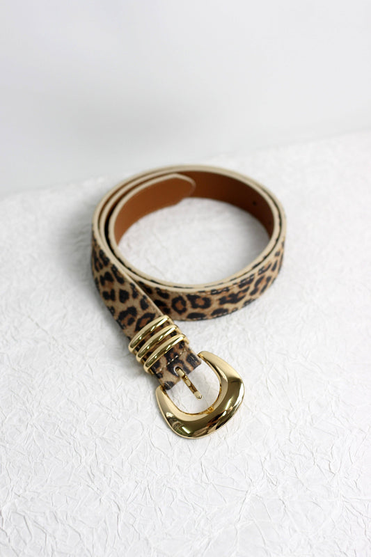 Leopard Print Leather Belt