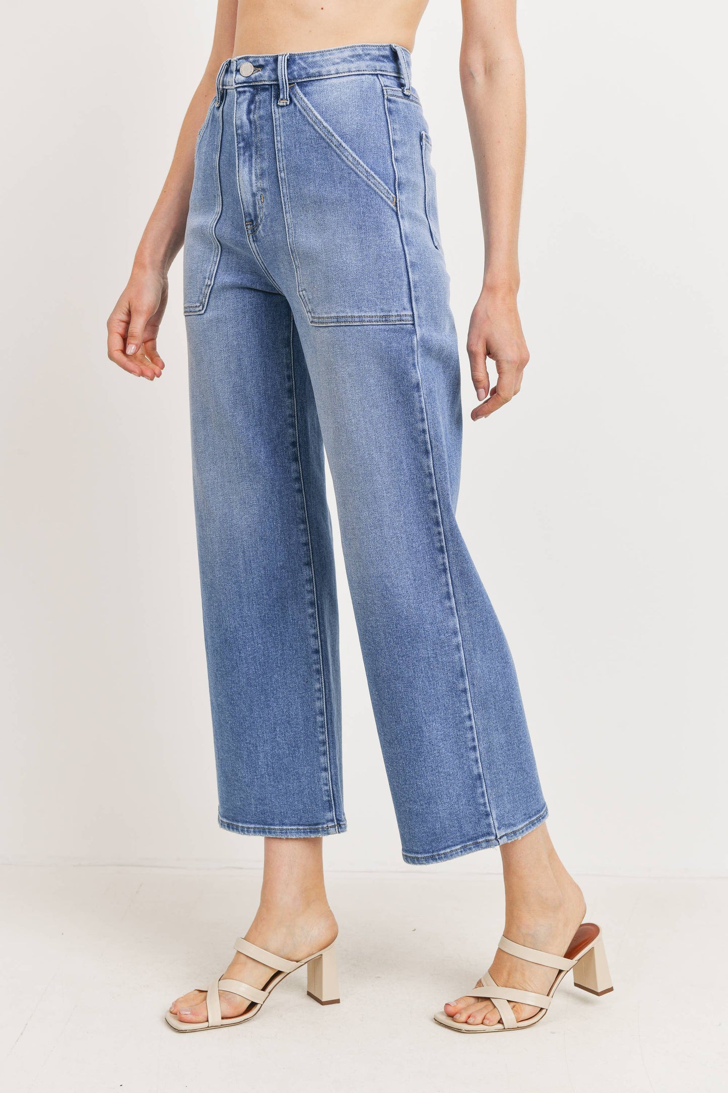 Just Black Denim -  High Rise Cargo Pocket Wide Leg