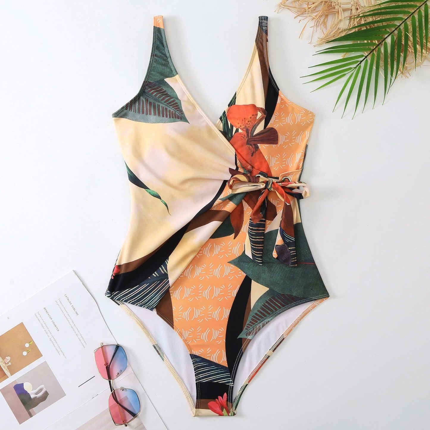 Tai - Multicolor Floral Print One Piece Swimweai with Cover