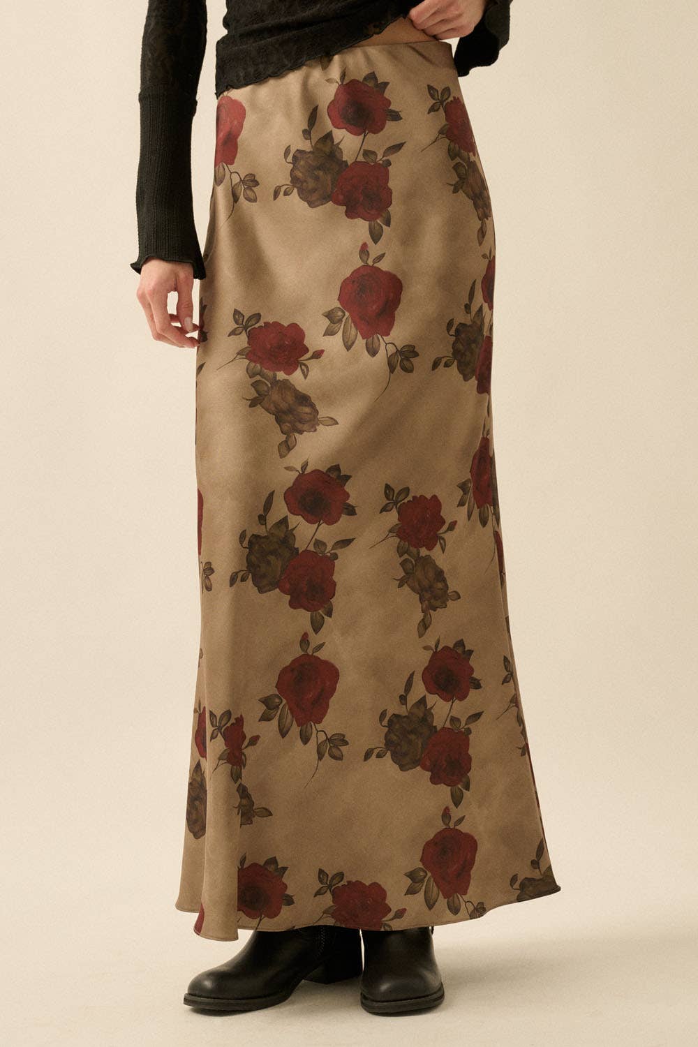 Rory Satin Floral Maxi Skirt