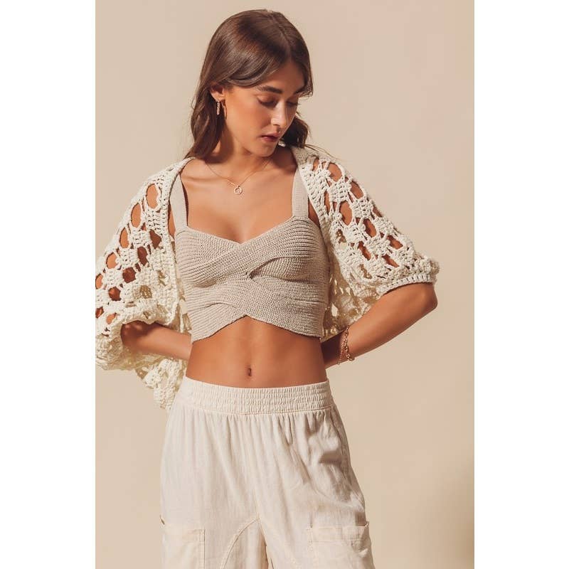 Olivia - Open Net Crochet Summer Crop Shrug Cardigan