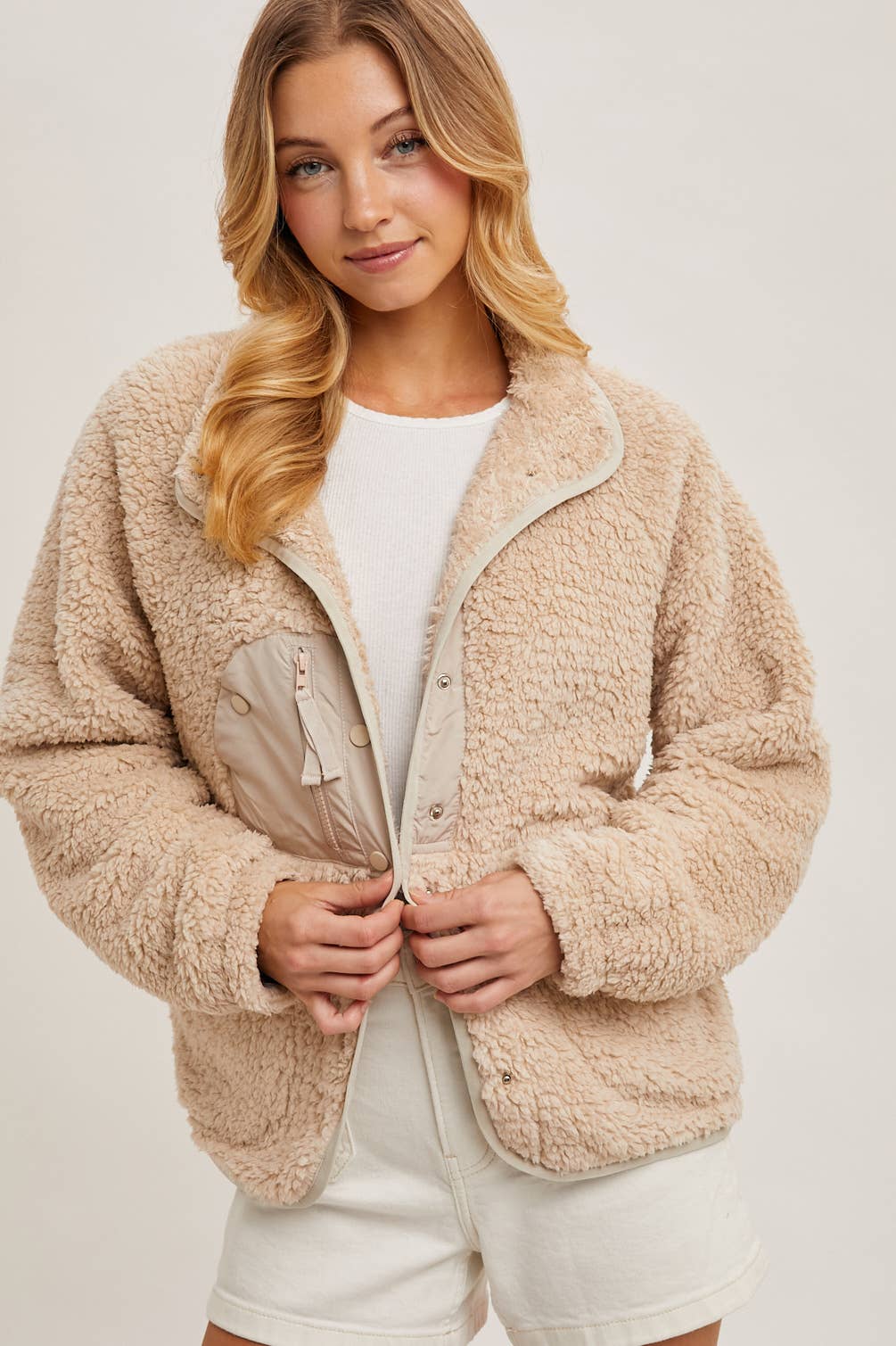 Camila - Button Down Fleece Sherpa Jacket