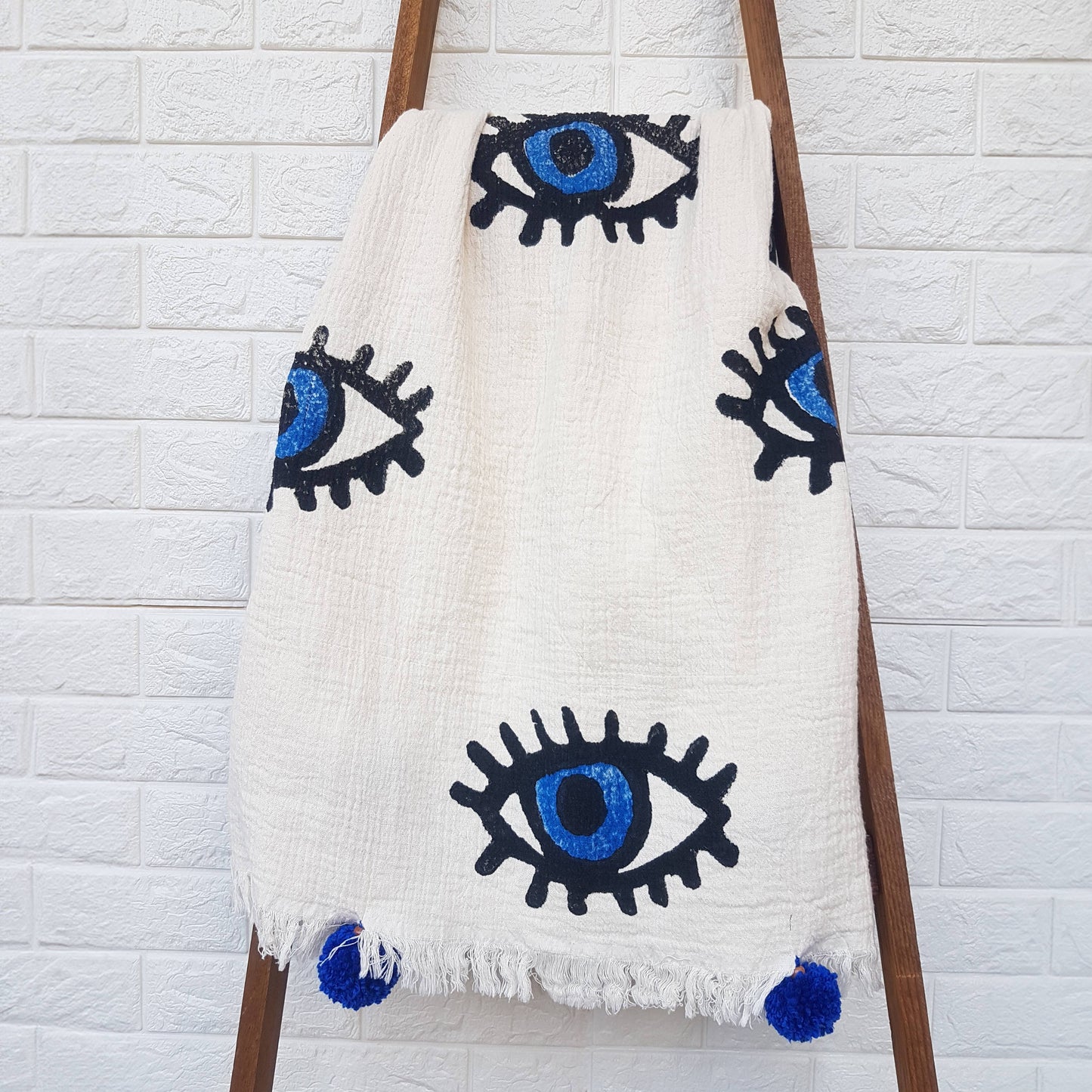 Black Evil Eye Throw Blanket by Moa