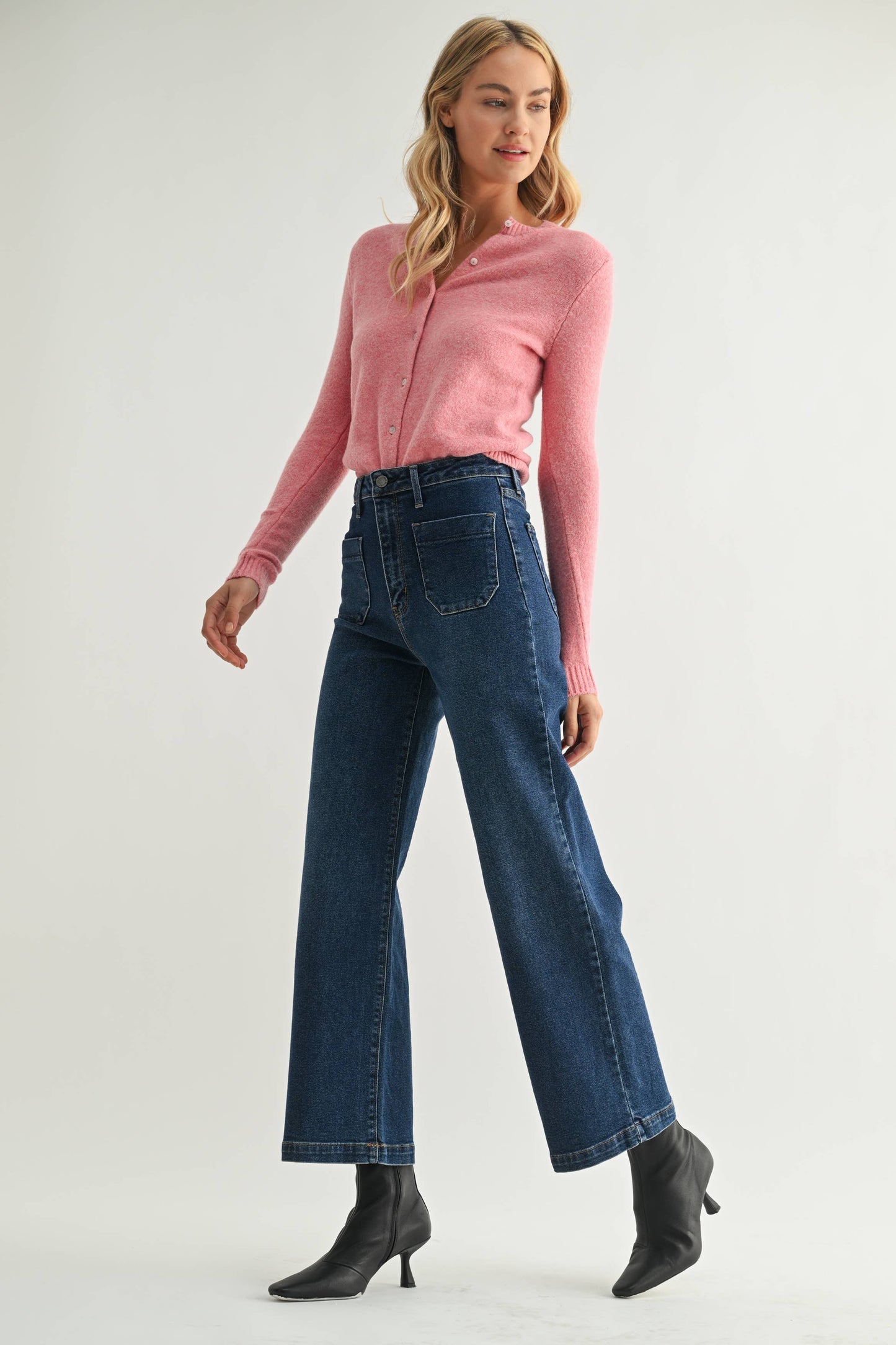 Just Black Denim - Patch Pocket Wide Leg Dark BP433J