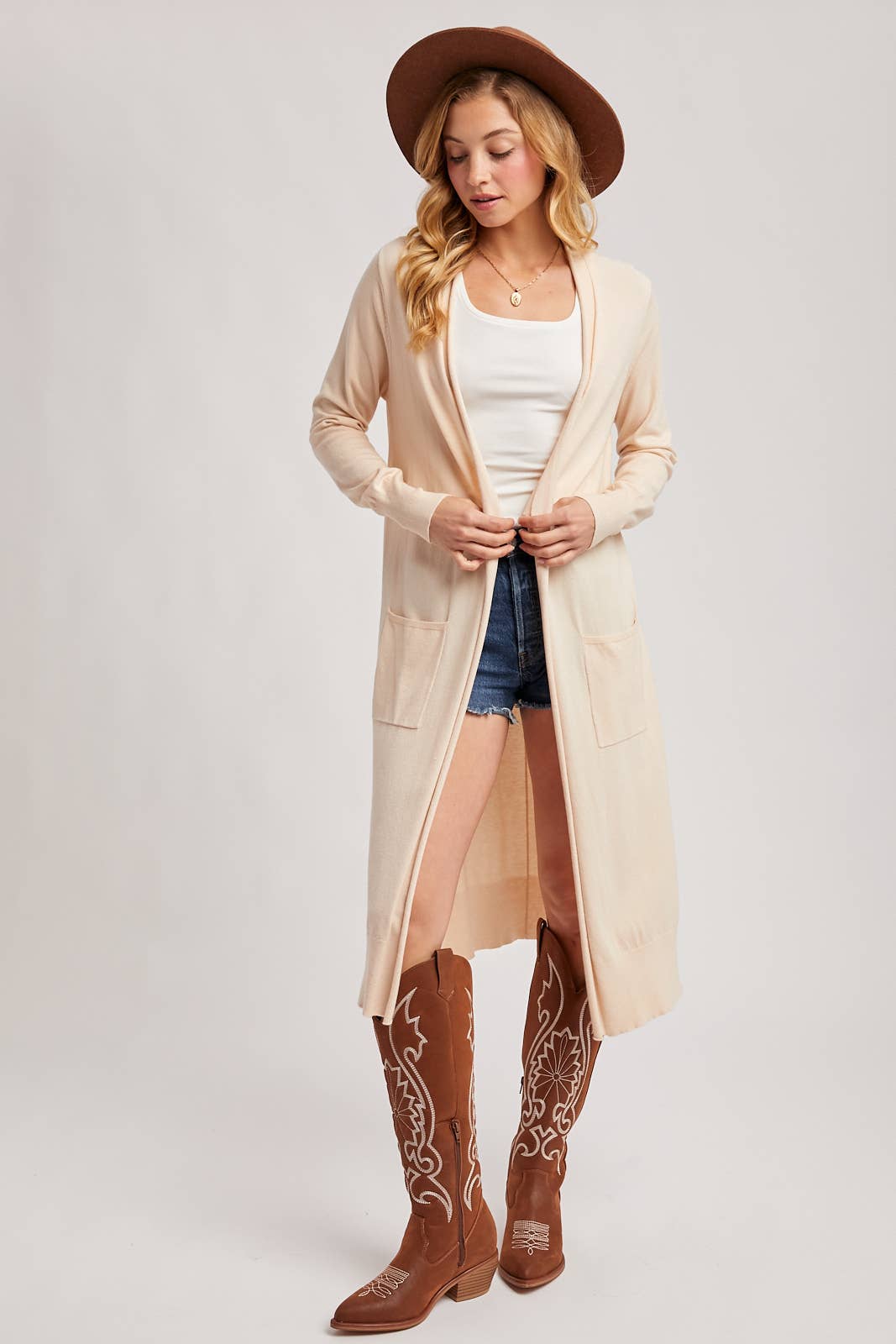 Posh - Longline Open Front Cardigan