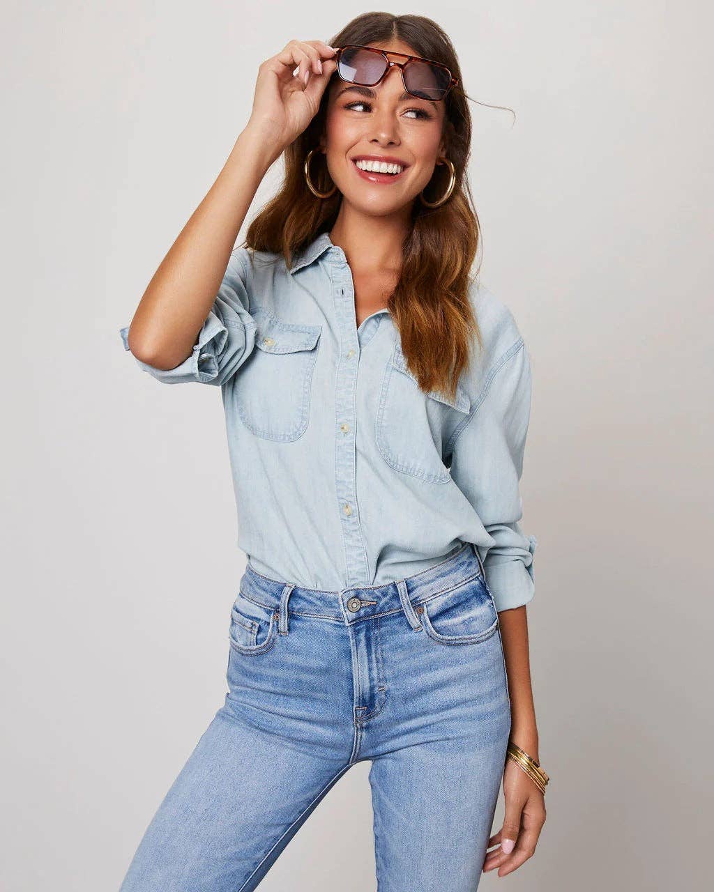 Emmie Denim Pocket Long Sleeves Shirt