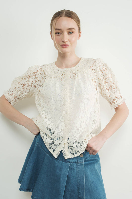 Jane Peterpan Collar Lace Blouse