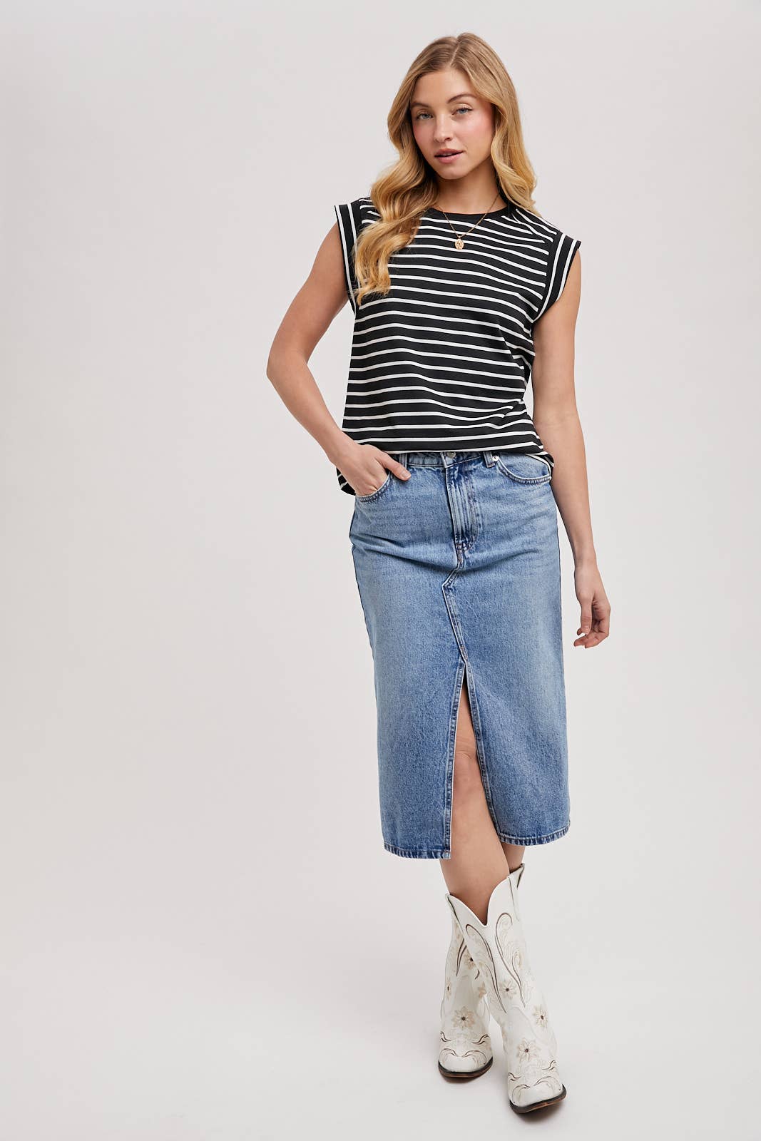 Lisa- Striped Muscle Tee