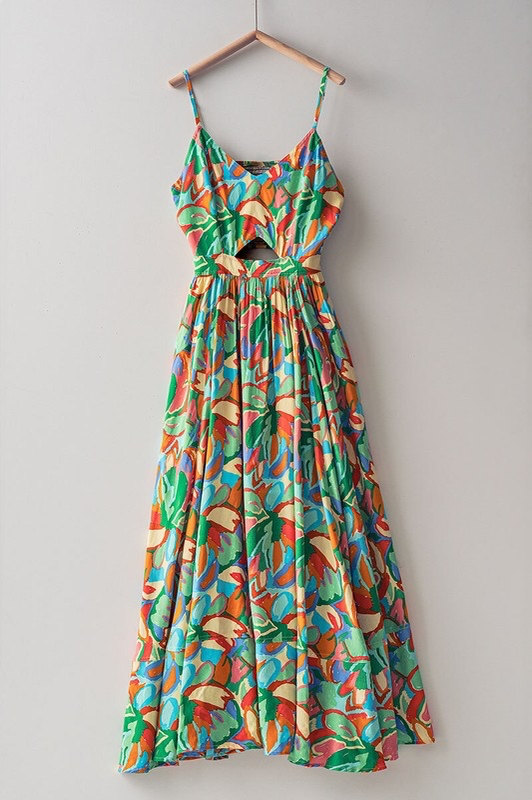 Urban Daizy - Lauren V Neck Multi Floral Long Dress
