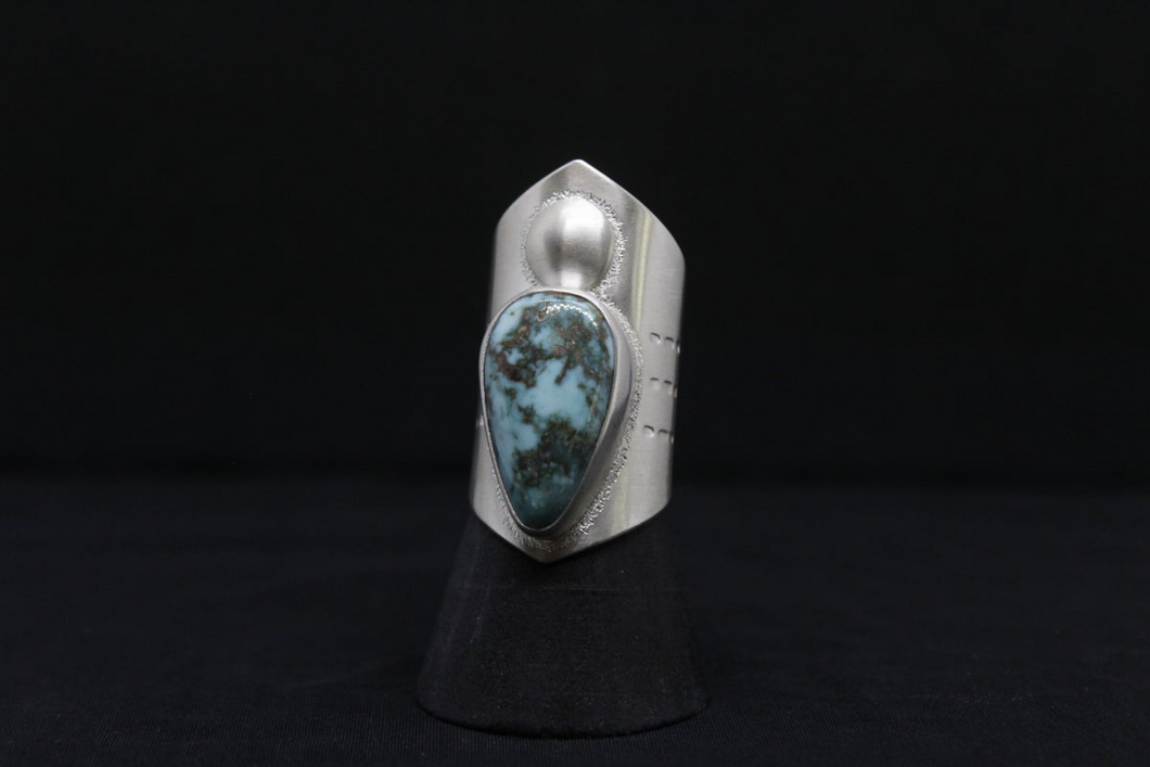 Fox Turquoise Shield Ring by Stellar Metal Jewelry