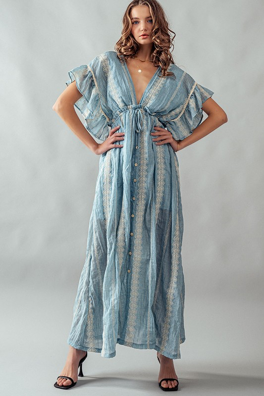 Urban Daizy - Ilana Embroidery Maxi Dress