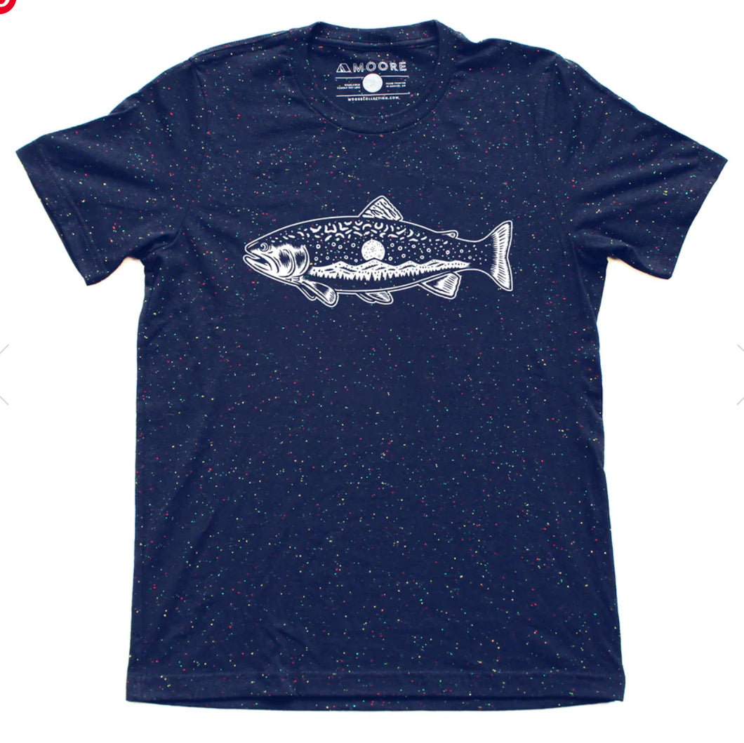 Trout Tee in Navy Speckled by Moore Collection
