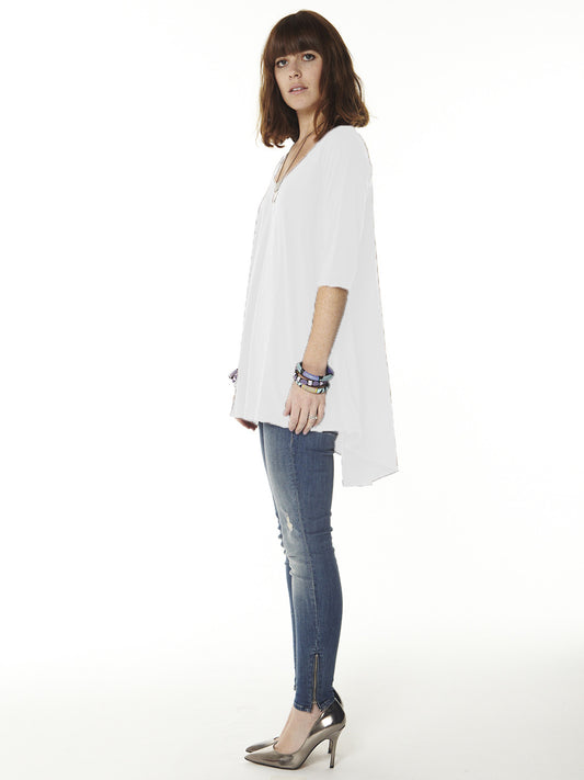 Boxie Tees Three-Quarter Sleeve Trapeze Scoop-Neck Tunic