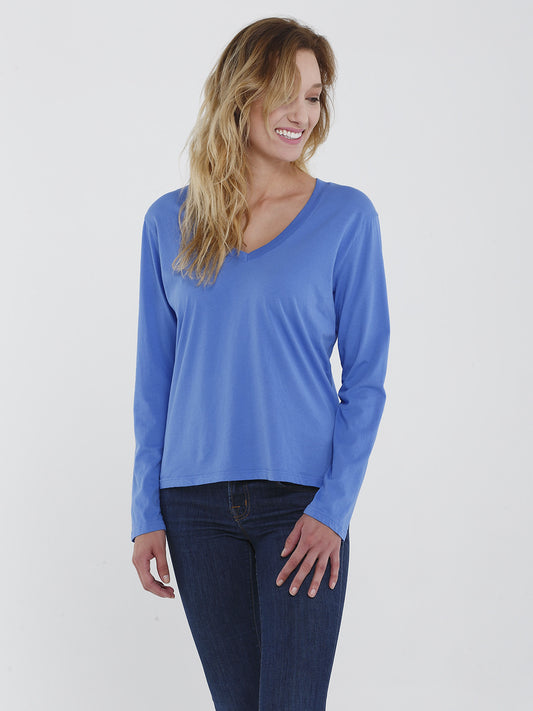 Long Sleeve Boxy V Neck Tee