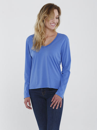 Long Sleeve Boxy V Neck Tee